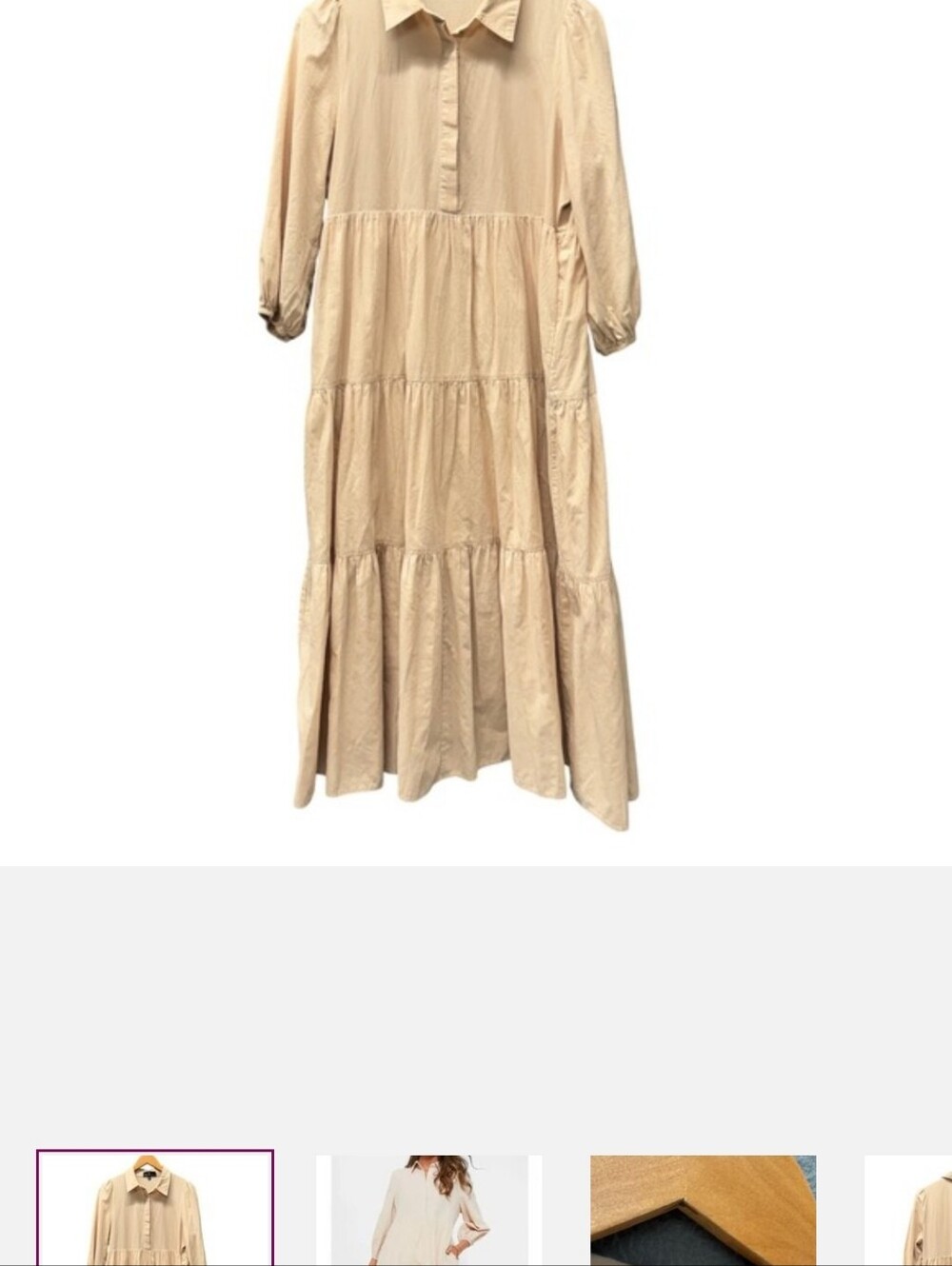 Pomander Place by Tuckernuck Sandstone Mabel Maxi Dress size M Tier Long Sleeve.